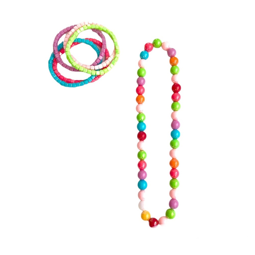 Jewelry Set Big Girls Aqua & Multicolor Pastels